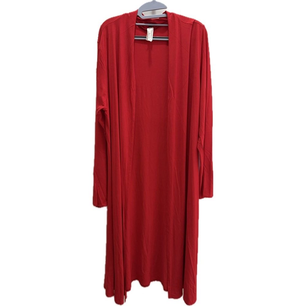 Isaac Liev Red Plus Size Women's Slinky Knit Cardigan Duster